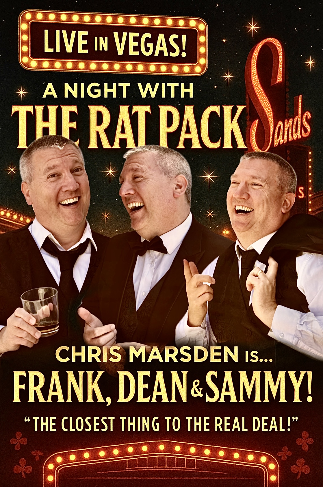 A Night With The Rat Pack Tribute Show poster, Chris Marsden as Frank, Dean and Sammy